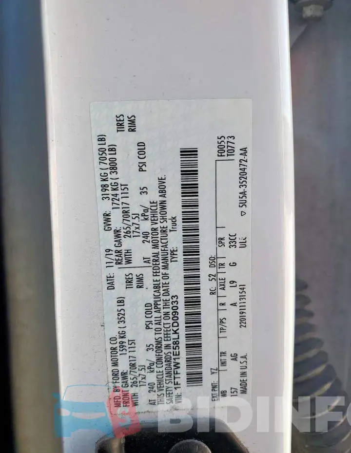 1FTFW1E58LKD09033 Photo# 12