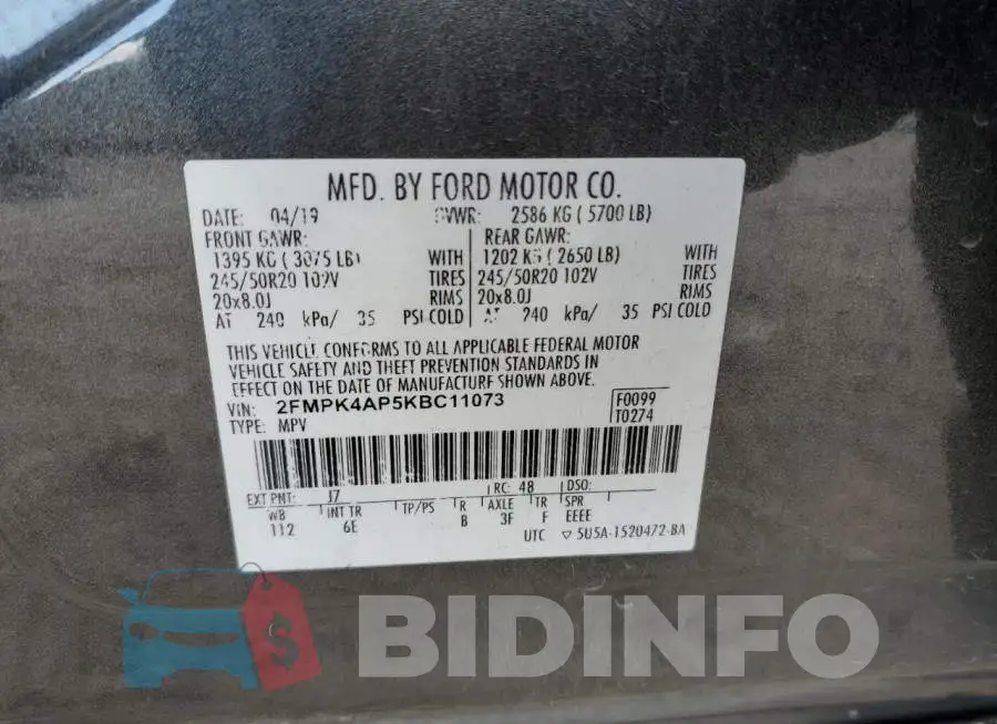 2FMPK4AP5KBC11073 Photo# 13