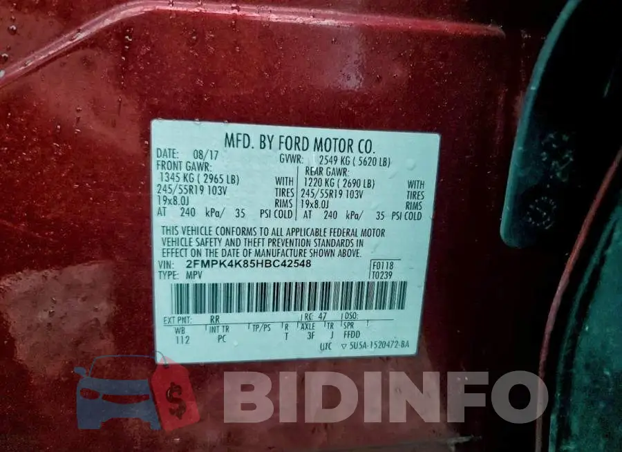 2FMPK4K85HBC42548 Photo# 13