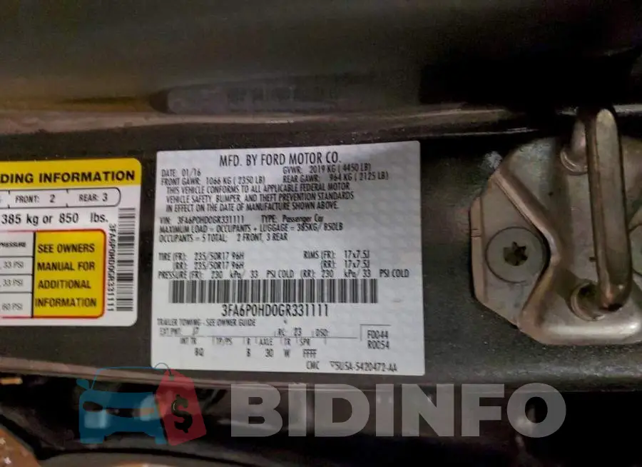 3FA6P0HD0GR331111 Photo# 12