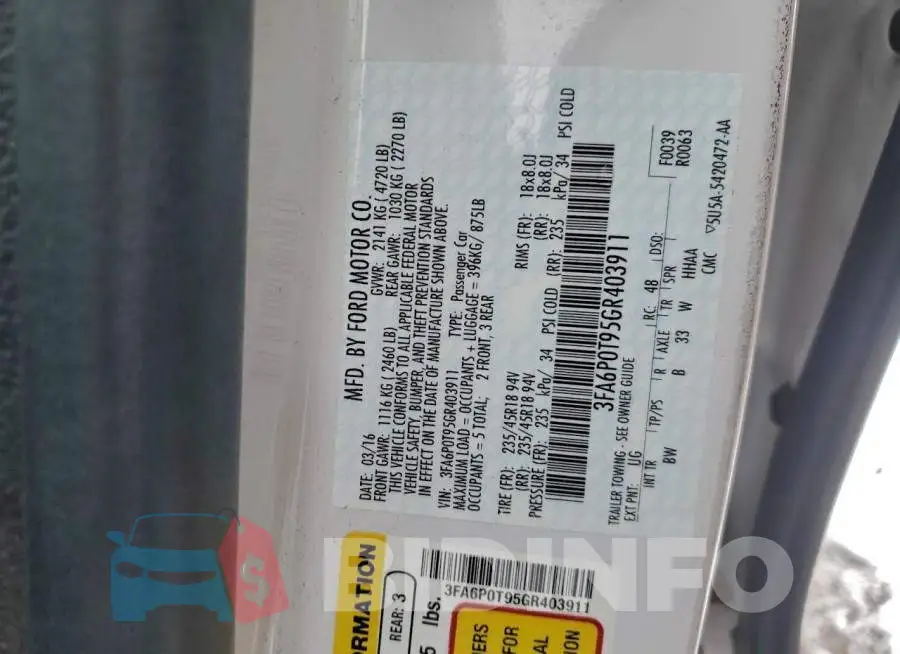 3FA6P0T95GR403911 Photo# 12