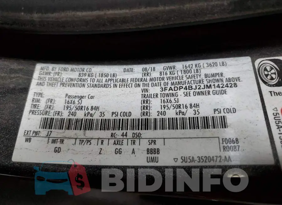 3FADP4BJ2JM142428 Photo# 12