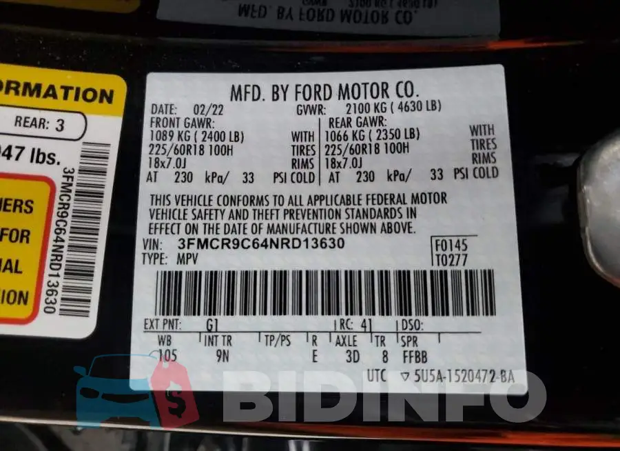3FMCR9C64NRD13630 Photo# 14