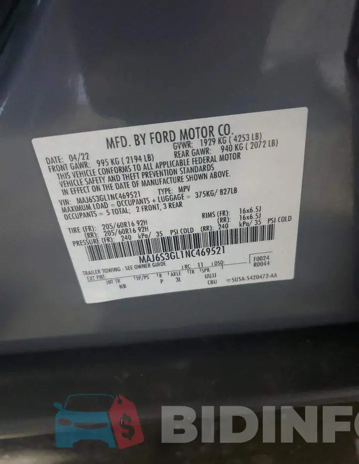 MAJ6S3GL1NC469521 Photo# 12