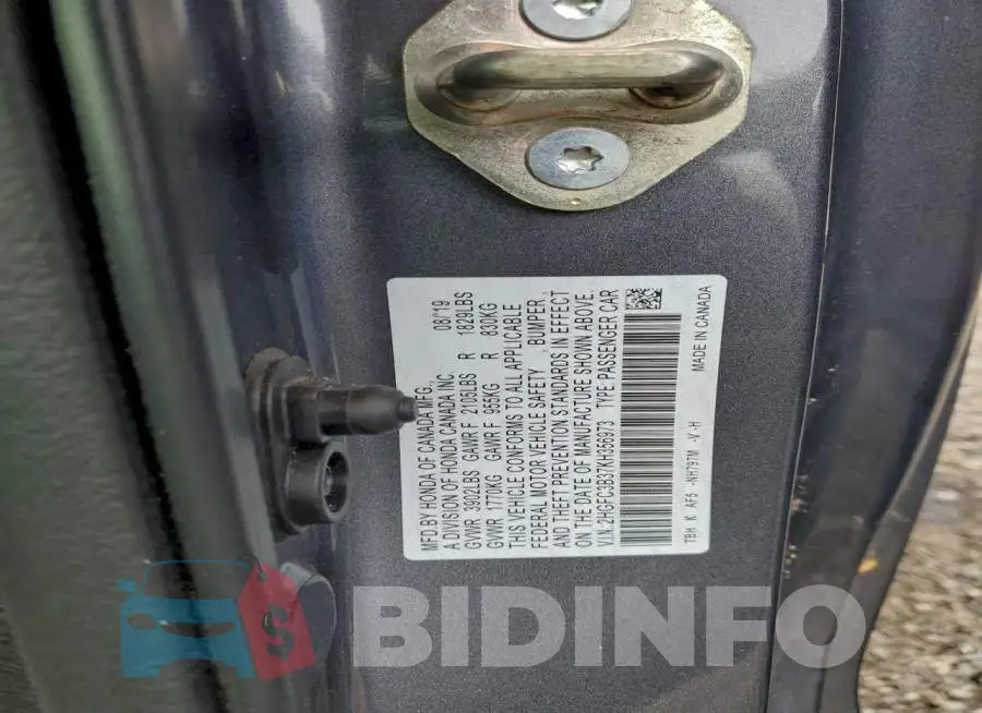 2HGFC3B37KH356973 Photo# 12