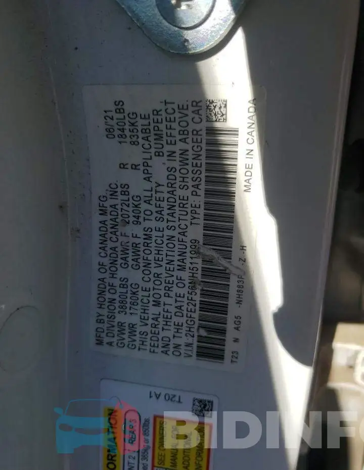 2HGFE2F56NH511999 Photo# 12