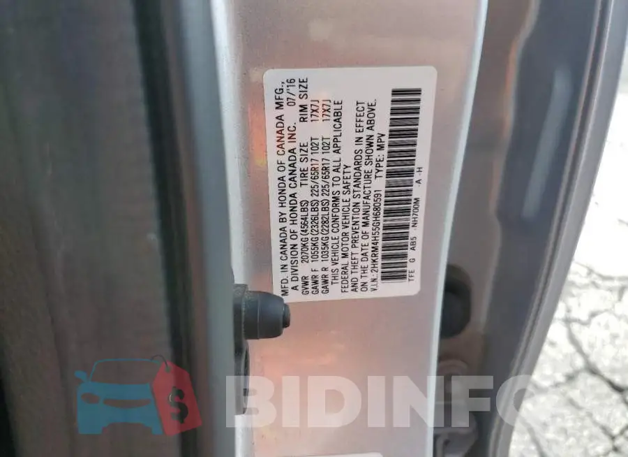 2HKRM4H55GH680591 Photo# 13