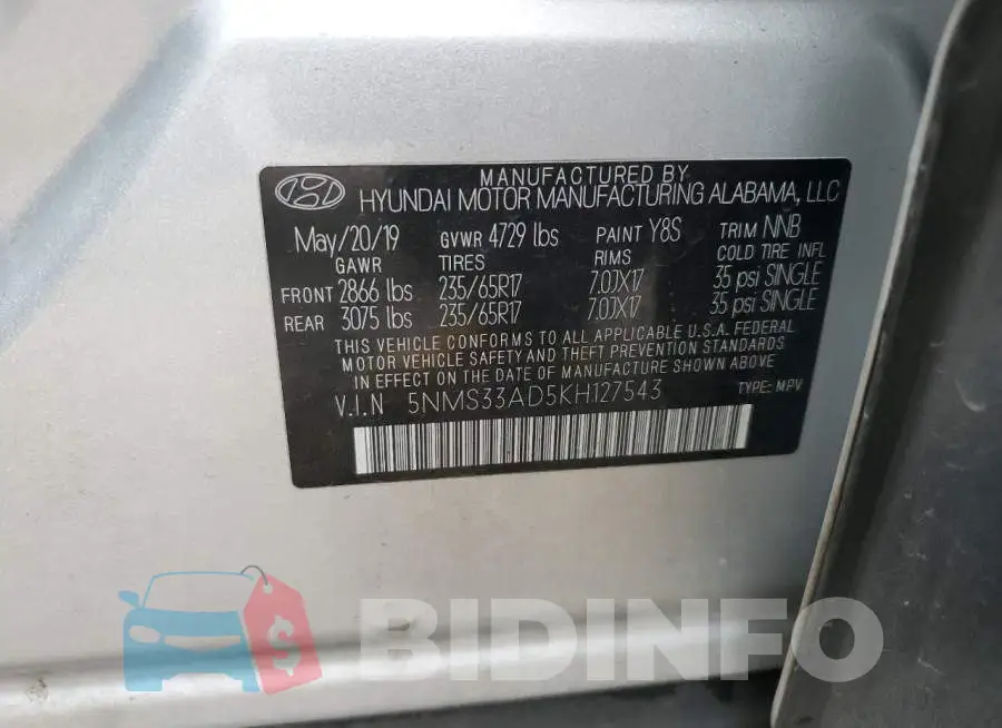 5NMS33AD5KH127543 Photo# 14