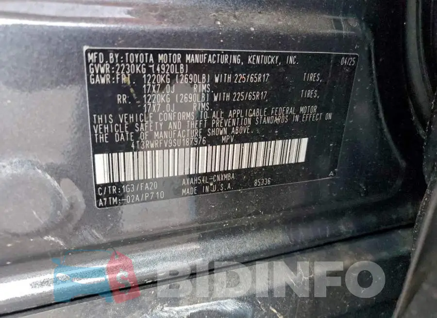 4T3RWRFV9SU187976 Photo# 13
