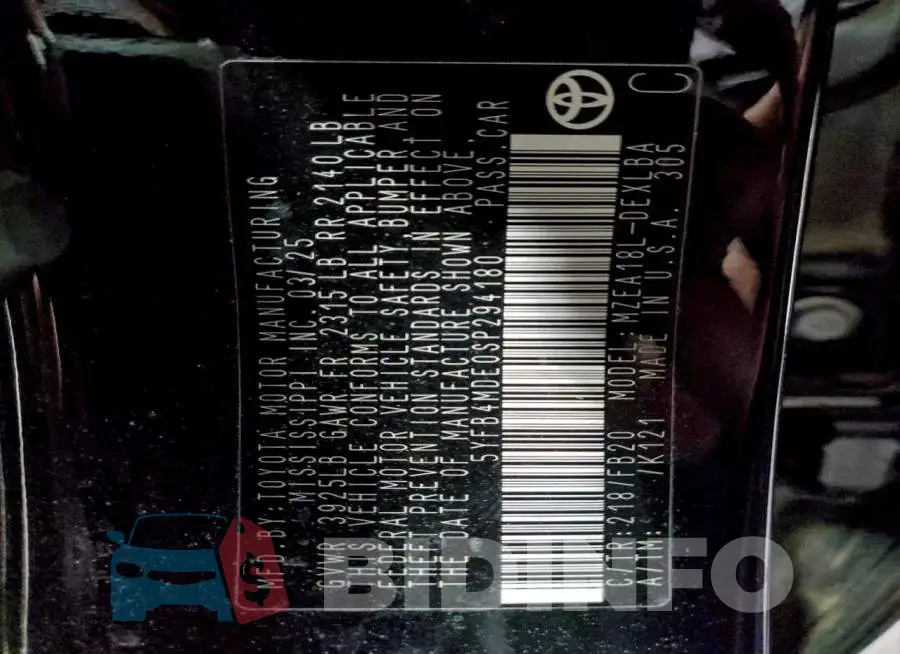 5YFB4MDE0SP294180 Photo# 12