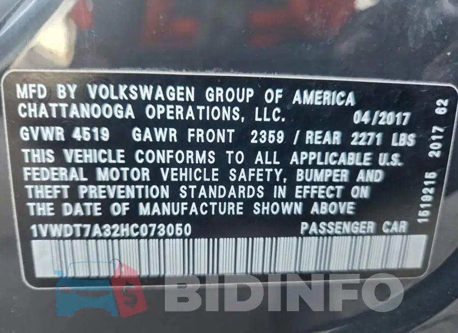 1VWDT7A32HC073050 Photo# 13