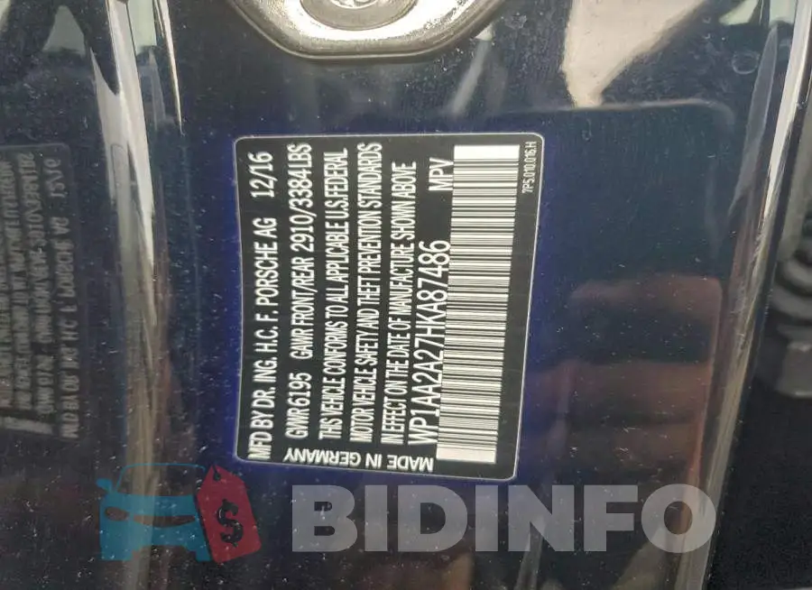 WP1AA2A27HKA87486 Photo# 13