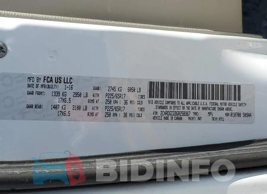 2C4RDGCG9GR258367 Photo# 13