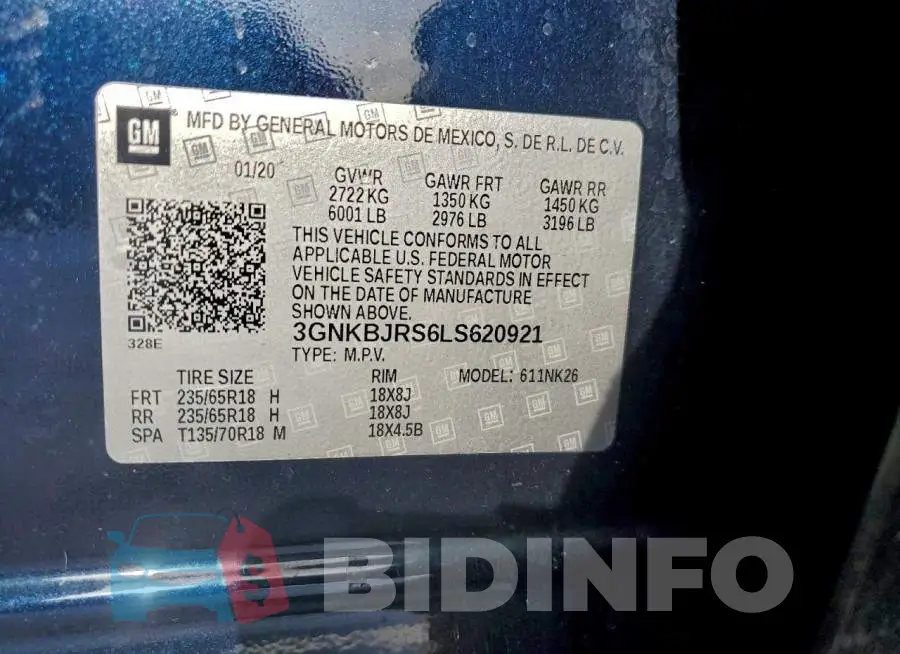 3GNKBJRS6LS620921 Photo# 13
