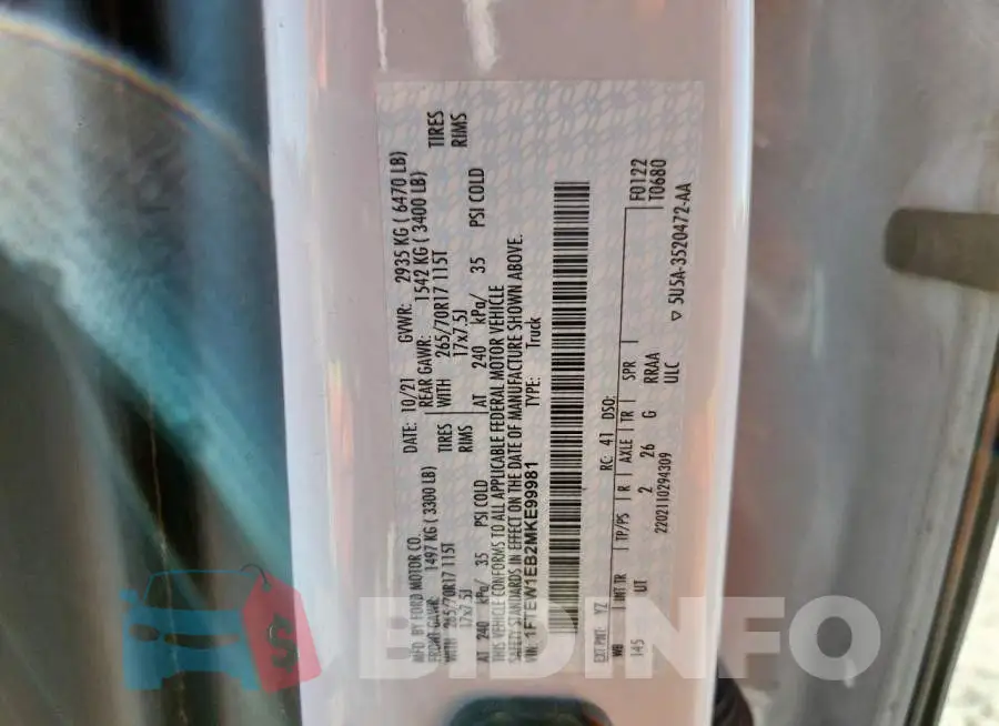 1FTEW1EB2MKE99981 Photo# 12