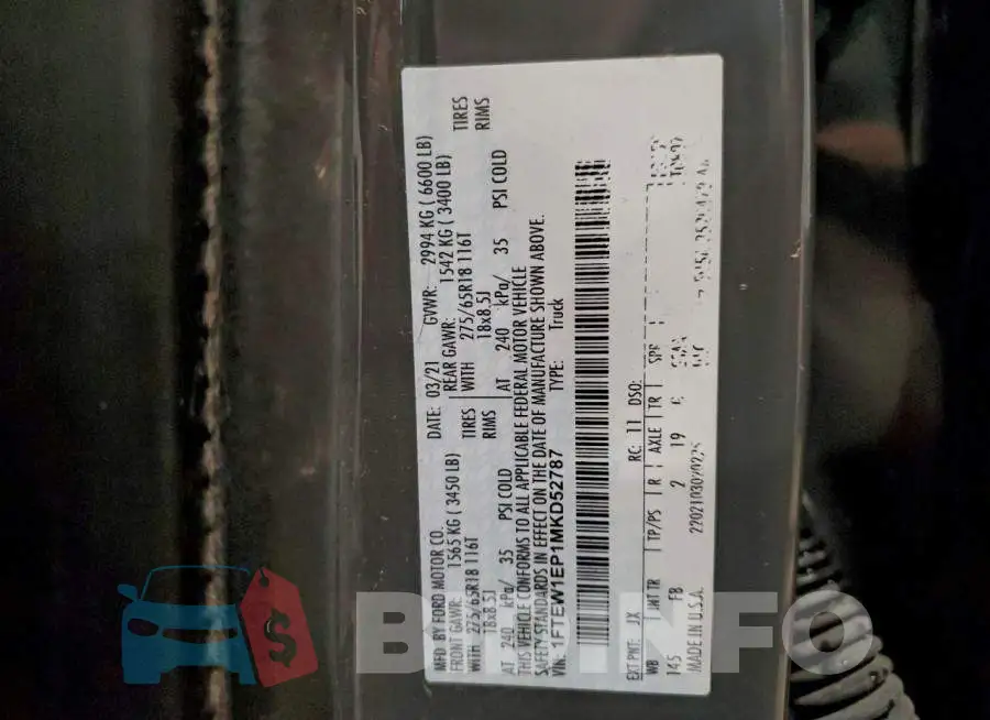 1FTEW1EP1MKD52787 Photo# 12
