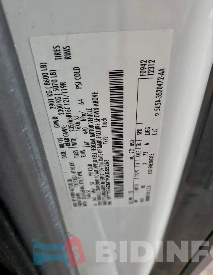1FTYE9ZM7KKB55263 Photo# 12