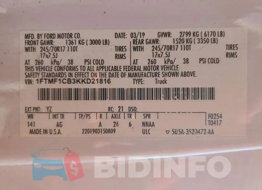 1FTMF1CB3KKD21816 Photo# 12