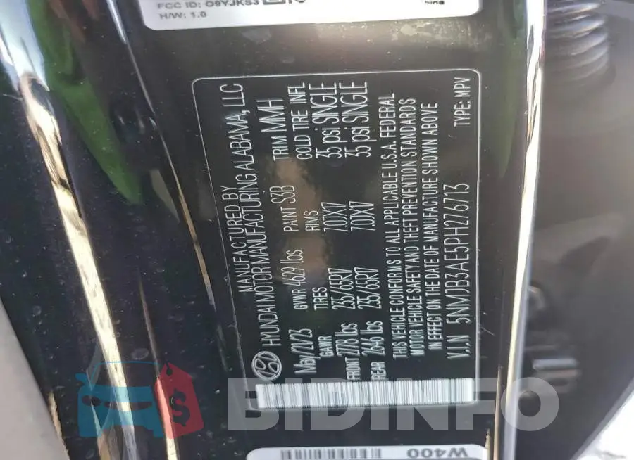 5NMJB3AE5PH276713 Photo# 12