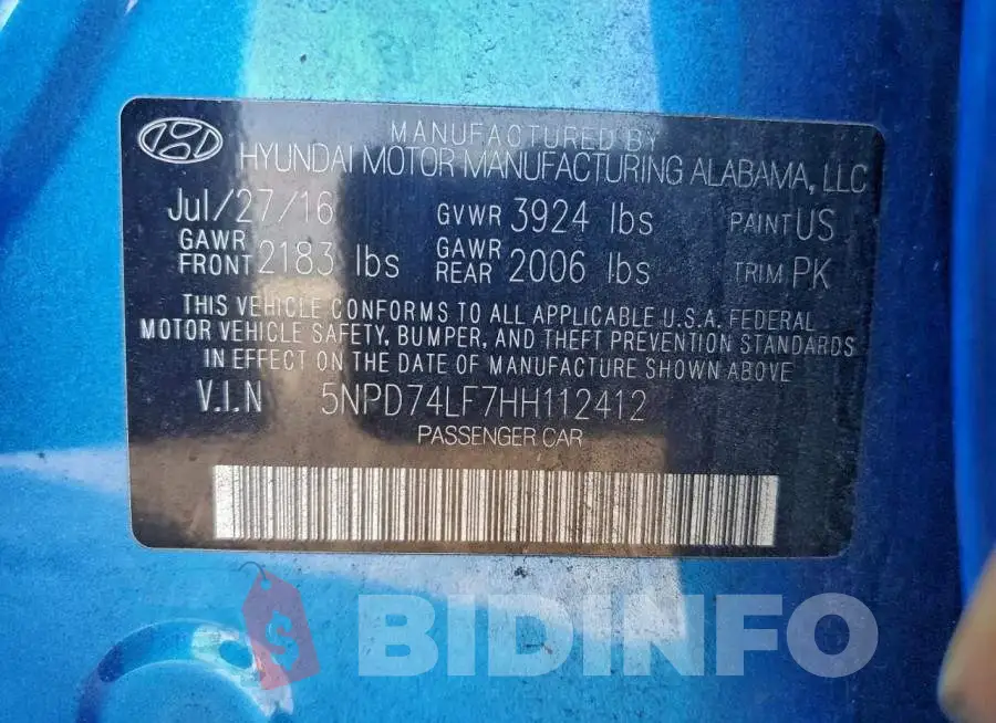 5NPD74LF7HH112412 Photo# 12