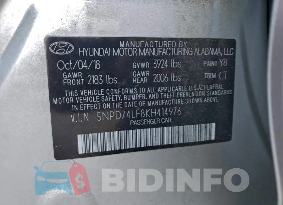 5NPD74LF8KH414976 Photo# 13