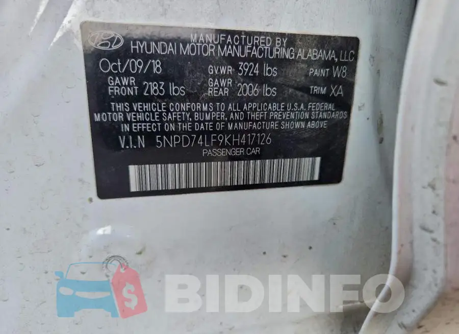 5NPD74LF9KH417126 Photo# 12