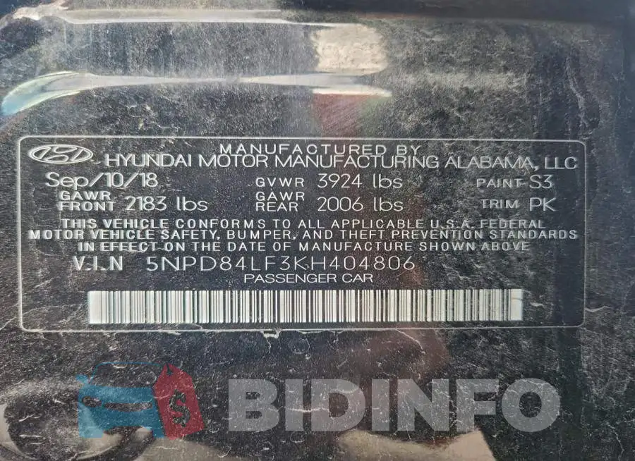 5NPD84LF3KH404806 Photo# 13
