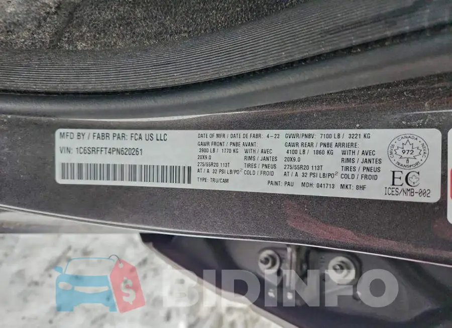 1C6SRFFT4PN620261 Photo# 12