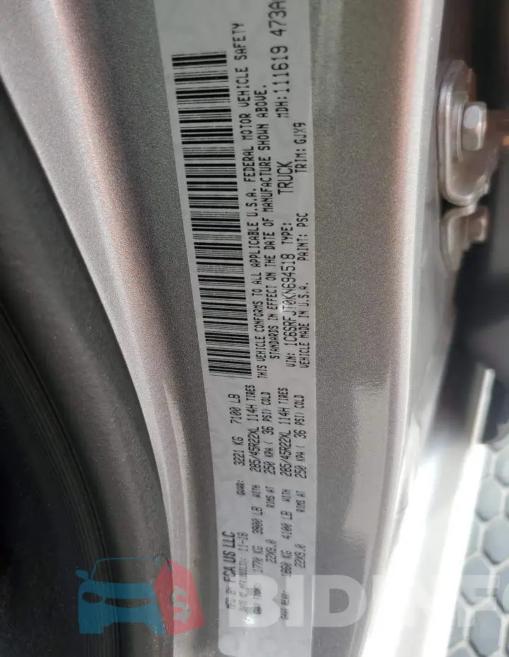 1C6SRFJT0KN694518 Photo# 12
