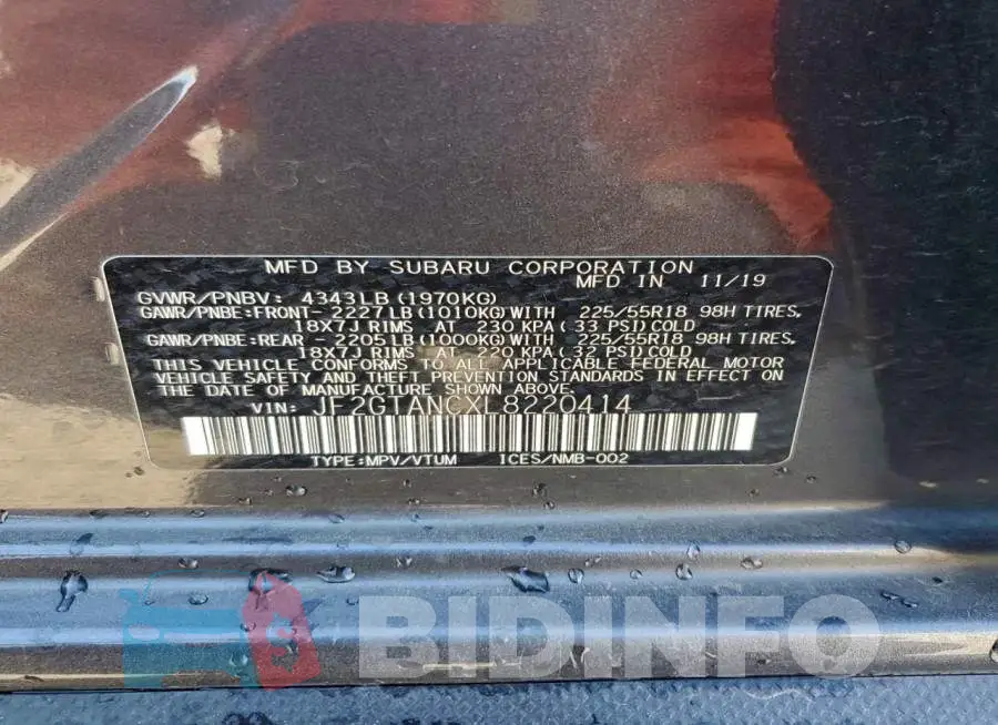JF2GTANCXL8220414 Photo# 13