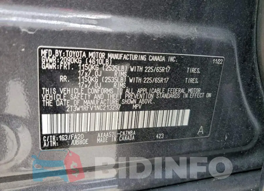 2T3W1RFV1NC213297 Photo# 12