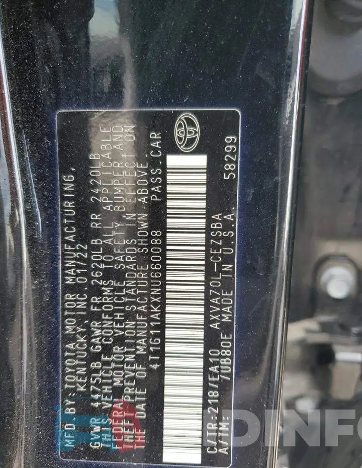 4T1G11AKXNU660088 Photo# 13