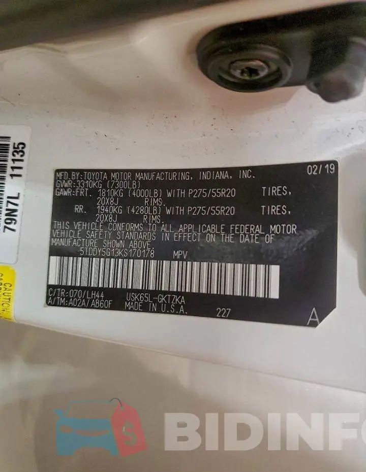5TDDY5G13KS170178 Photo# 14