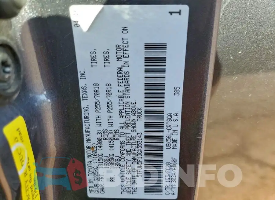 5TFUW5F13GX553143 Photo# 12