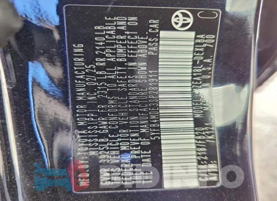 5YFB4MDE3SP281911 Photo# 13