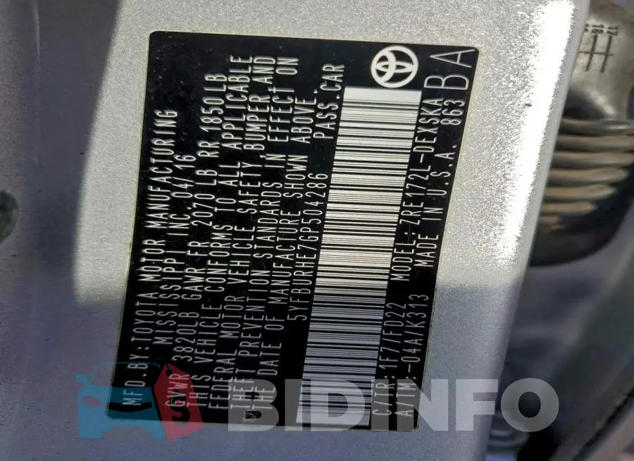 5YFBURHE7GP504286 Photo# 12