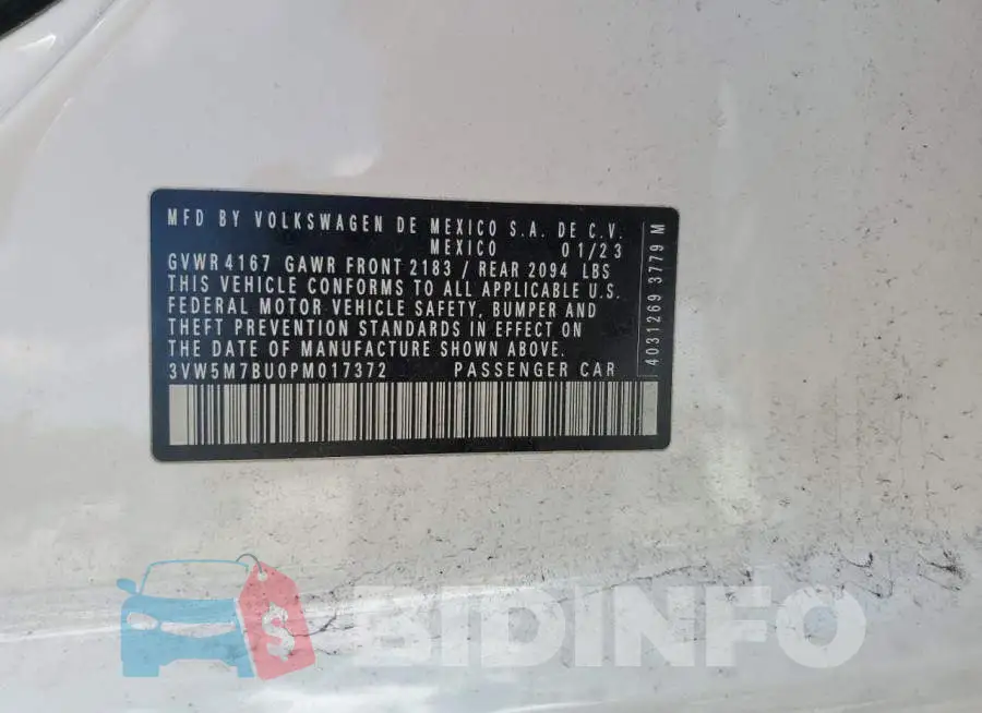 3VW5M7BU0PM017372 Photo# 12