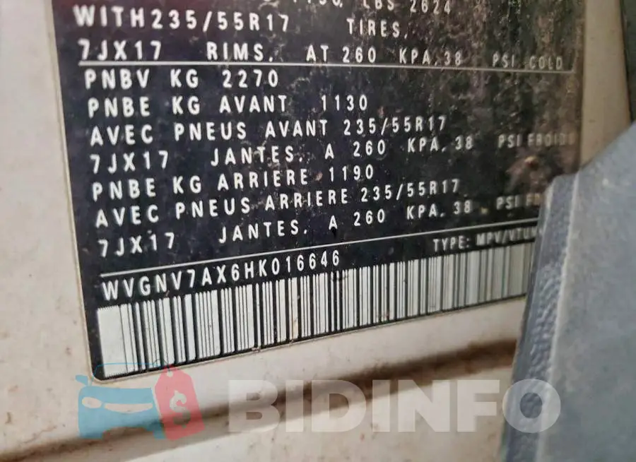 WVGNV7AX6HK016646 Photo# 13