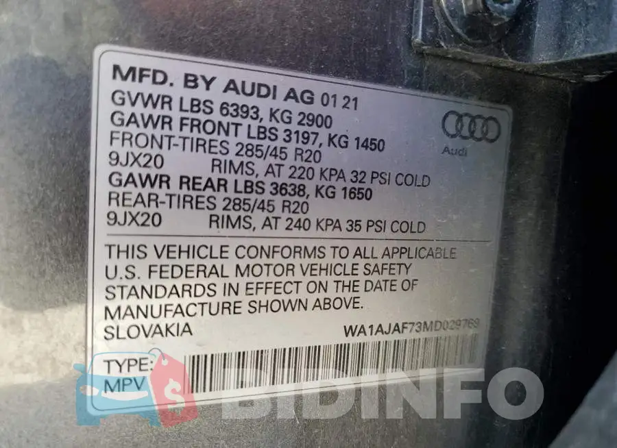 WA1AJAF73MD029769 Photo# 12