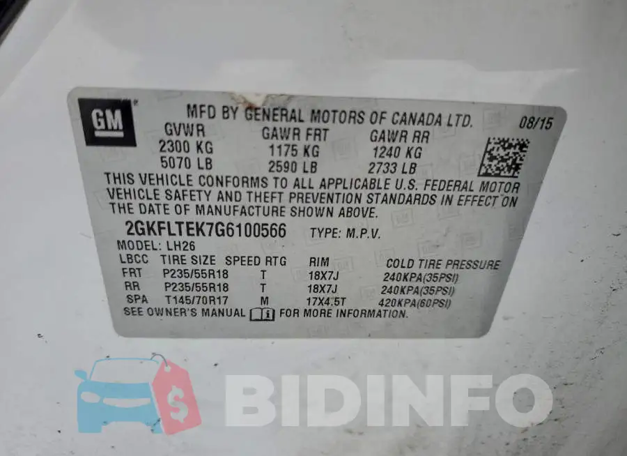 2GKFLTEK7G6100566 Photo# 13