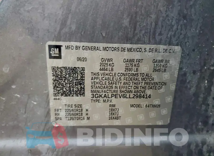 3GKALPEV6LL298414 Photo# 13