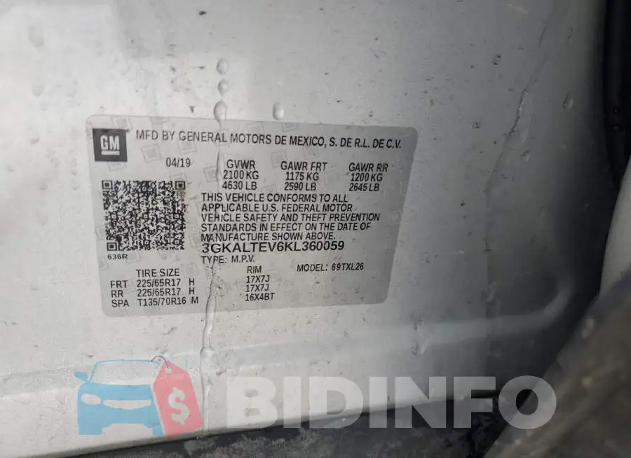 3GKALTEV6KL360059 Photo# 13