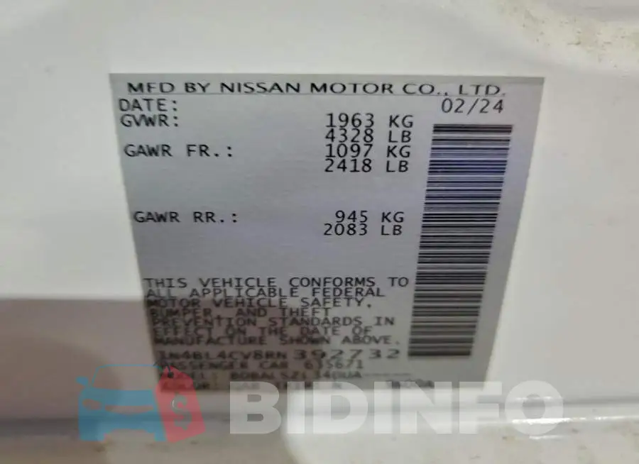 1N4BL4CV8RN392732 Photo# 12