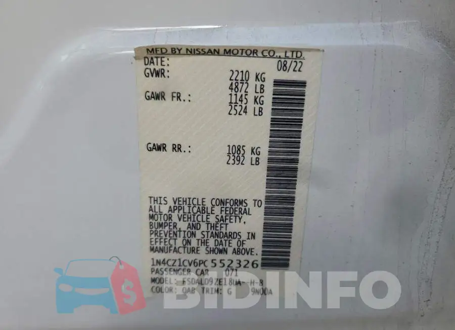 1N4CZ1CV6PC552326 Photo# 13