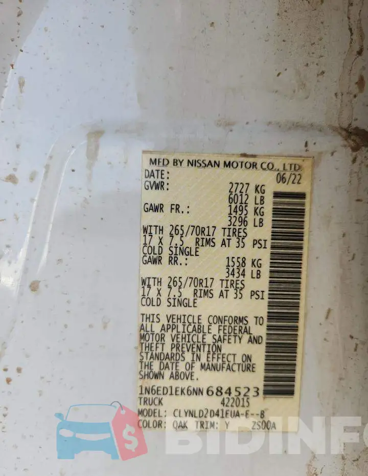 1N6ED1EK6NN684523 Photo# 13