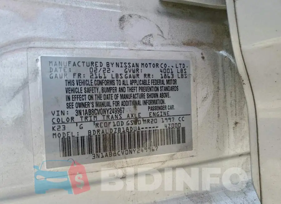 3N1AB8CV0NY249967 Photo# 12