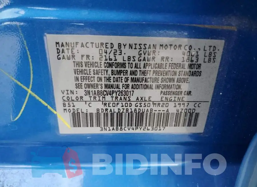 3N1AB8CV4PY263017 Photo# 12