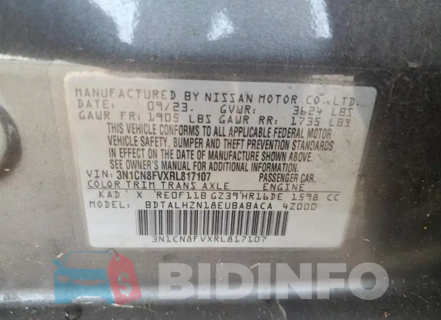 3N1CN8FVXRL817107 Photo# 13