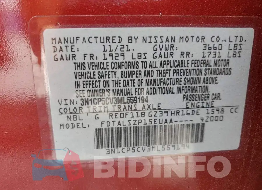 3N1CP5CV3ML559194 Photo# 12