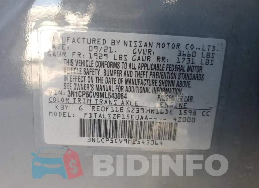 3N1CP5CV9ML543064 Photo# 12